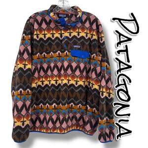 Patagonia Lightweight Synchilla Snap-T Fleece Companions Big Anthos Womens Sz XL